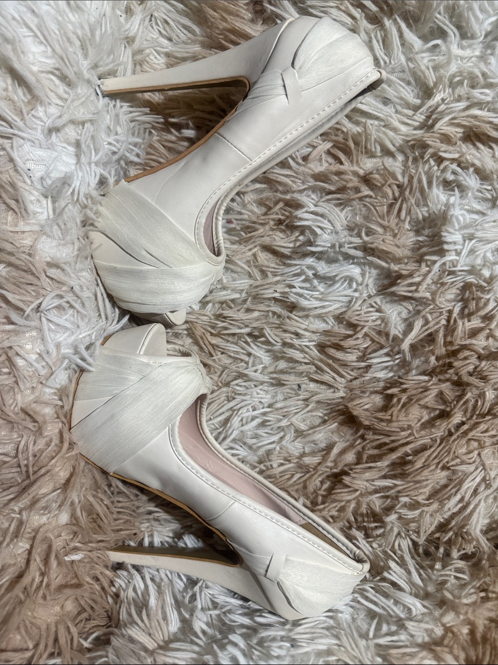 Ivory Satin Peep-Toe Stiletto Heels